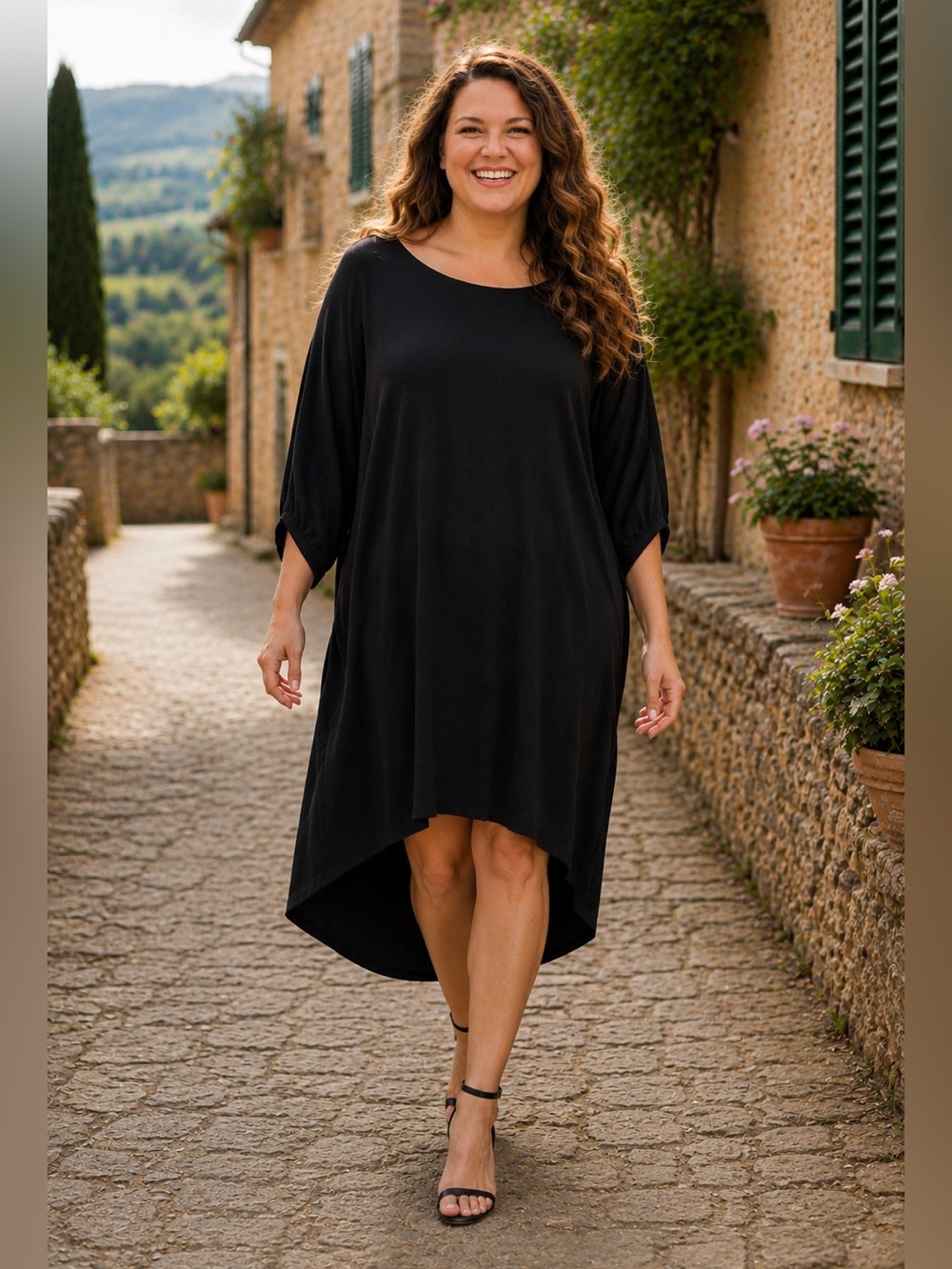 $195 BRYN WALKER Made In USA Dress S Oversized Asymmetrical Minimalist Goth Mid